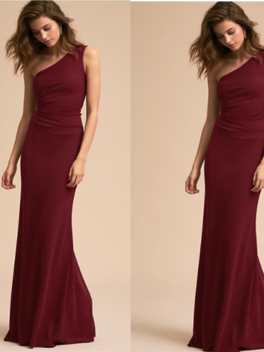 Katie May Gwenyth One Shoulder Wine Gown Cut Out Dress BHLDN